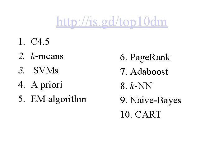 http: //is. gd/top 10 dm 1. 2. 3. 4. 5. C 4. 5 k-means