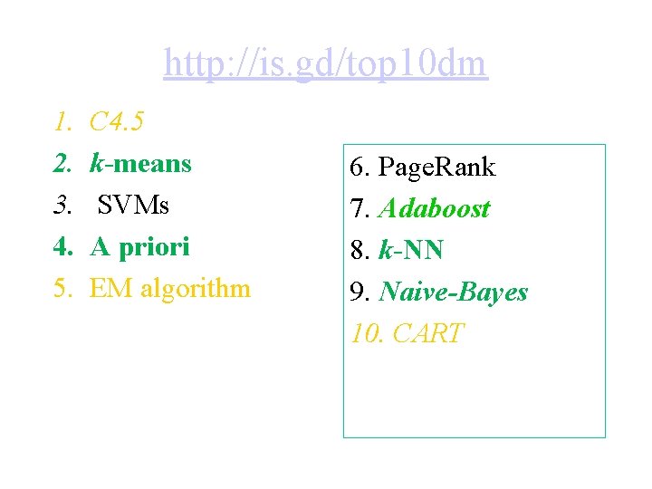 http: //is. gd/top 10 dm 1. 2. 3. 4. 5. C 4. 5 k-means