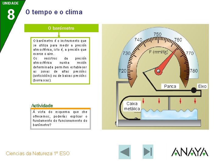 UNIDADE 8 O tempo e o clima O barómetro é o instrumento que se