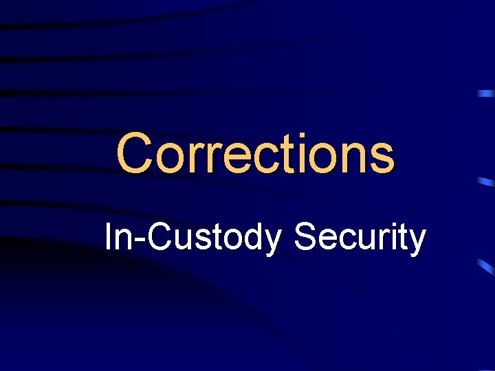 Corrections In-Custody Security 