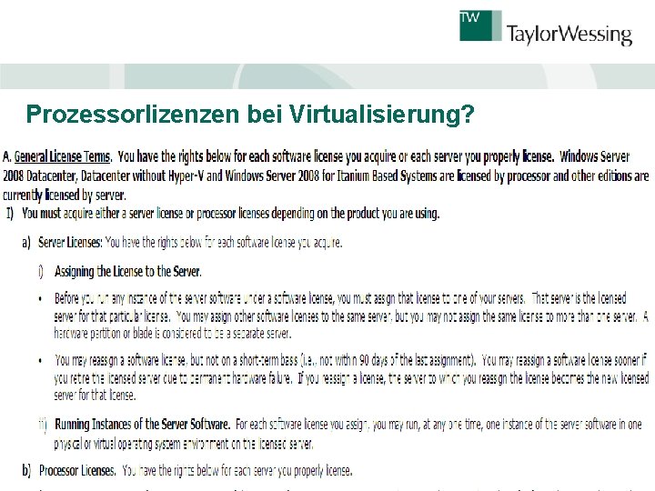 Prozessorlizenzen bei Virtualisierung? 