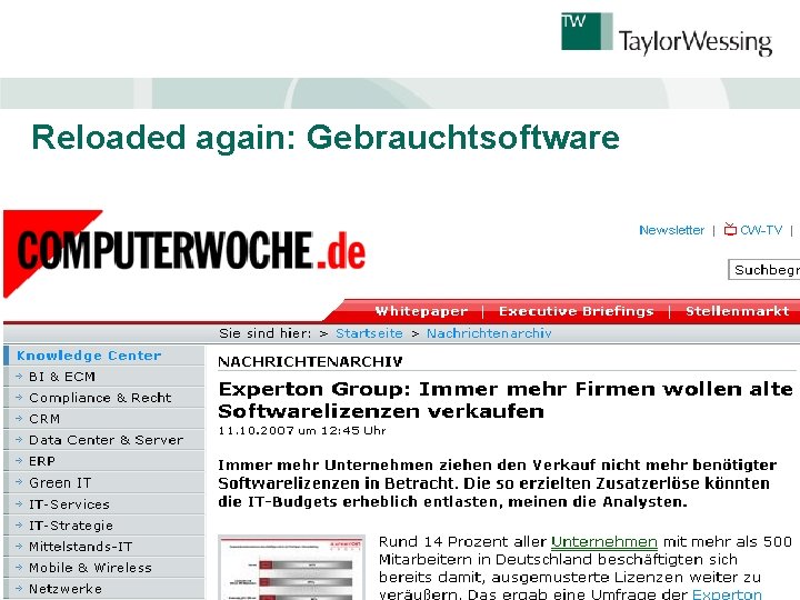 Reloaded again: Gebrauchtsoftware 