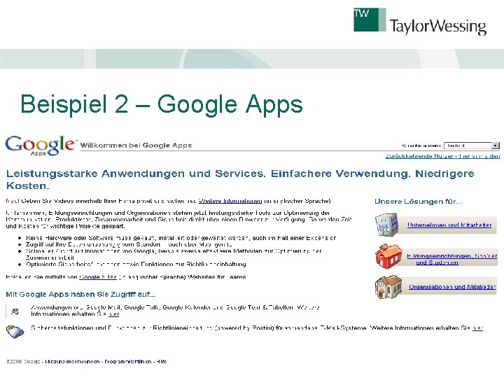 Beispiel 2 – Google Apps 