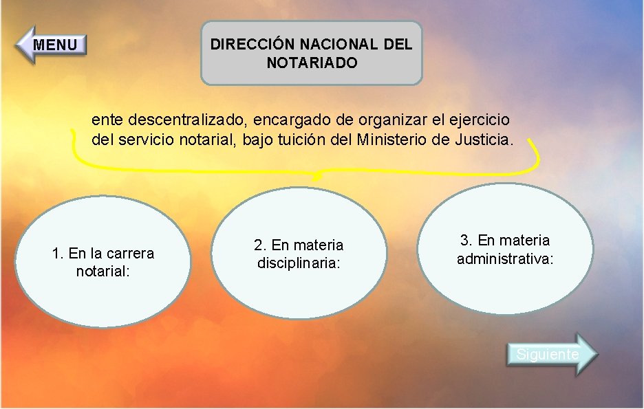 DIRECCIÓN NACIONAL DEL NOTARIADO MENU ente descentralizado, encargado de organizar el ejercicio del servicio