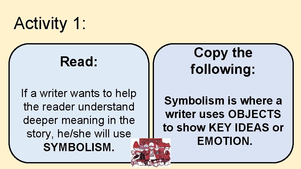 Activity 1: Read: Copy the following: If a writer wants to help the reader Activity 1: Read: Copy the following: If a writer wants to help the reader