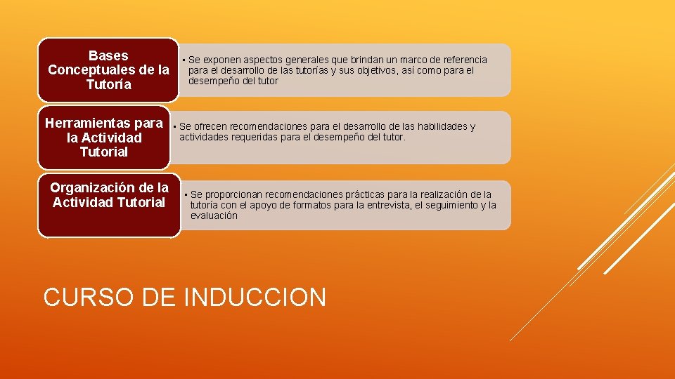 Bases Conceptuales de la Tutoría Herramientas para la Actividad Tutorial Organización de la Actividad