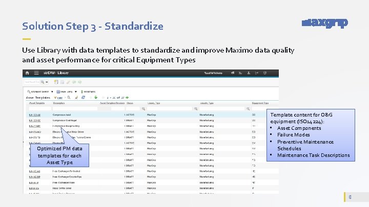 Solution Step 3 - Standardize Use Library with data templates to standardize and improve