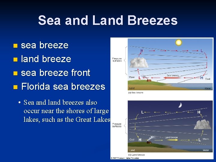 Sea and Land Breezes sea breeze n land breeze n sea breeze front n
