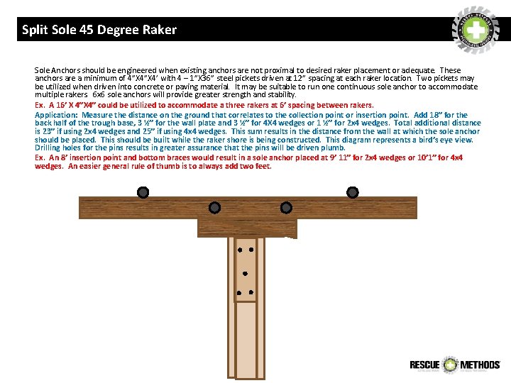 Split Sole 45 Degree Raker Sole Anchors should be engineered when existing anchors are