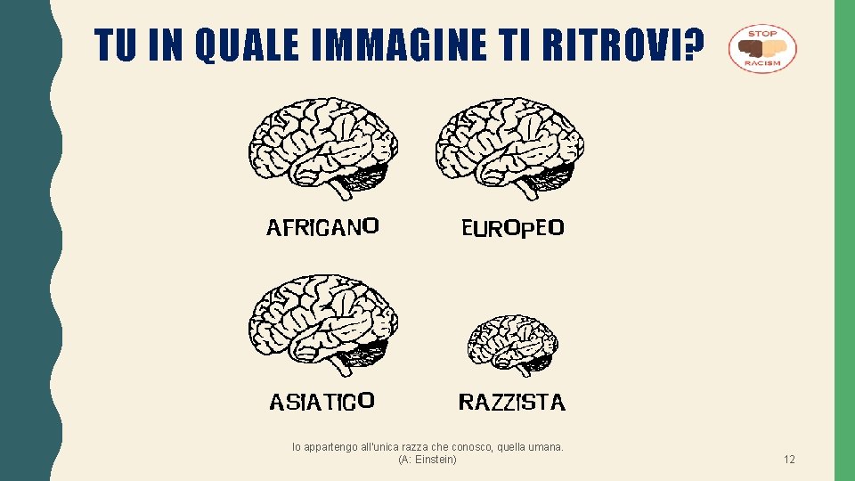 TU IN QUALE IMMAGINE TI RITROVI? Io appartengo all’unica razza che conosco, quella umana.