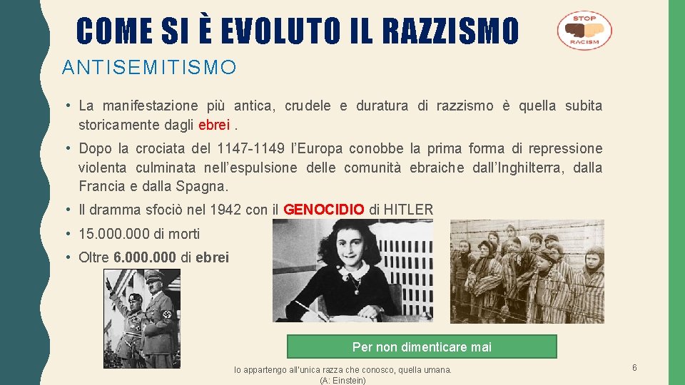 COME SI È EVOLUTO IL RAZZISMO ANTISEMITISMO • La manifestazione più antica, crudele e