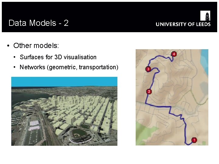 Data Models - 2 • Other models: • Surfaces for 3 D visualisation •