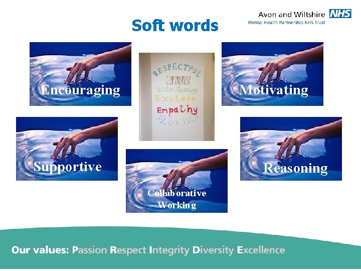 Soft words Encouraging Motivating Supportive Reasoning Collaborative Working 