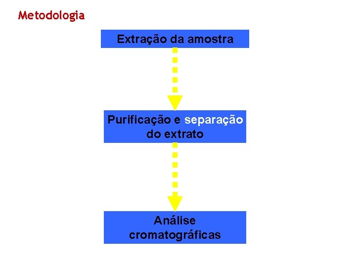 Metodologia Extração da amostra Purificação e separação do extrato Análise cromatográficas 