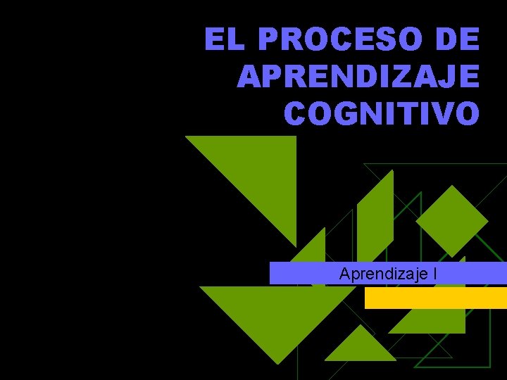 EL PROCESO DE APRENDIZAJE COGNITIVO Aprendizaje I 