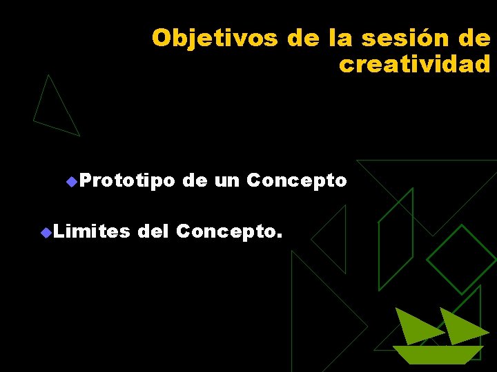 Objetivos de la sesión de creatividad u. Prototipo u. Limites de un Concepto del