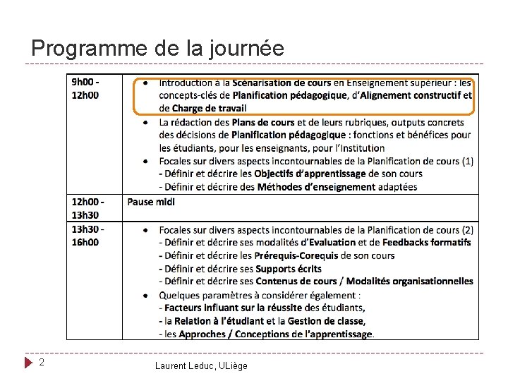 Programme de la journée 2 Laurent Leduc, ULiège 