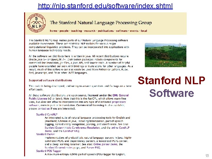http: //nlp. stanford. edu/software/index. shtml Stanford NLP Software 93 