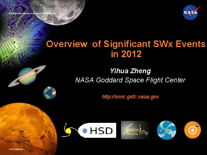 National Aeronautics and Space Administration Overview of Significant SWx Events in 2012 Yihua Zheng