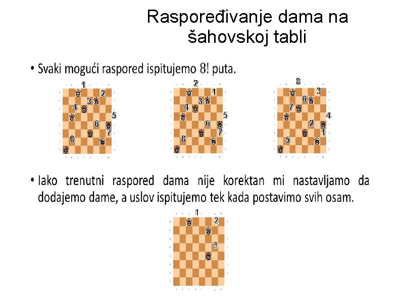 Raspoređivanje dama na šahovskoj tabli • 1 4 2 3 6 8 8 2