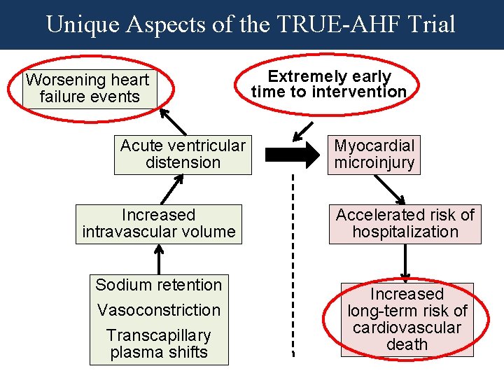 Unique Aspects of the TRUE-AHF Trial Worsening heart failure events Acute ventricular distension Increased Unique Aspects of the TRUE-AHF Trial Worsening heart failure events Acute ventricular distension Increased