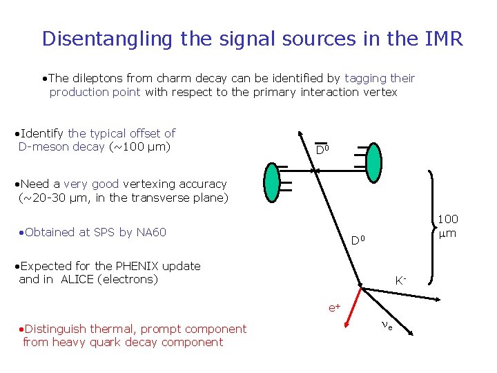 Disentangling the signal sources in the IMR • The dileptons from charm decay can