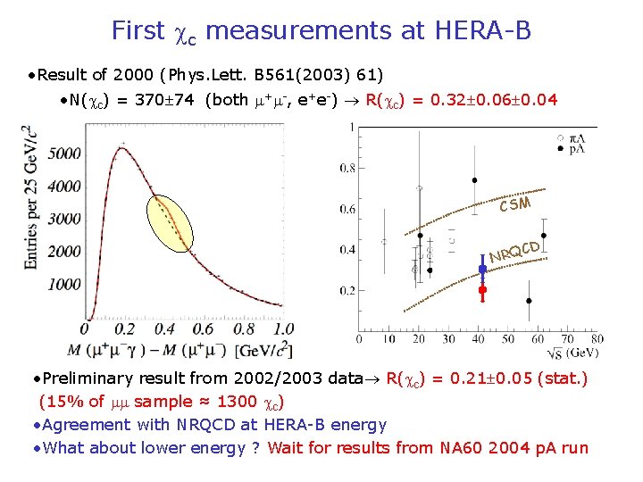 First c measurements at HERA-B • Result of 2000 (Phys. Lett. B 561(2003) 61)