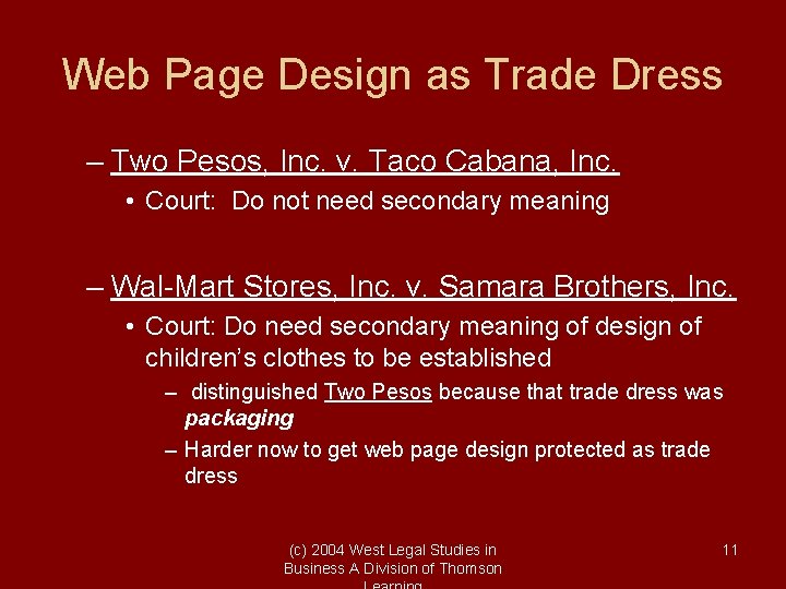 Web Page Design as Trade Dress – Two Pesos, Inc. v. Taco Cabana, Inc.