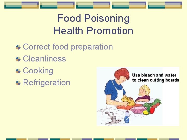 Food Poisoning Health Promotion Correct food preparation Cleanliness Cooking Refrigeration 
