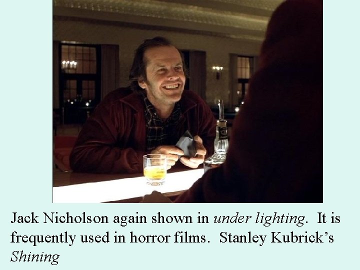 Jack Nicholson again shown in under lighting. It is frequently used in horror films.