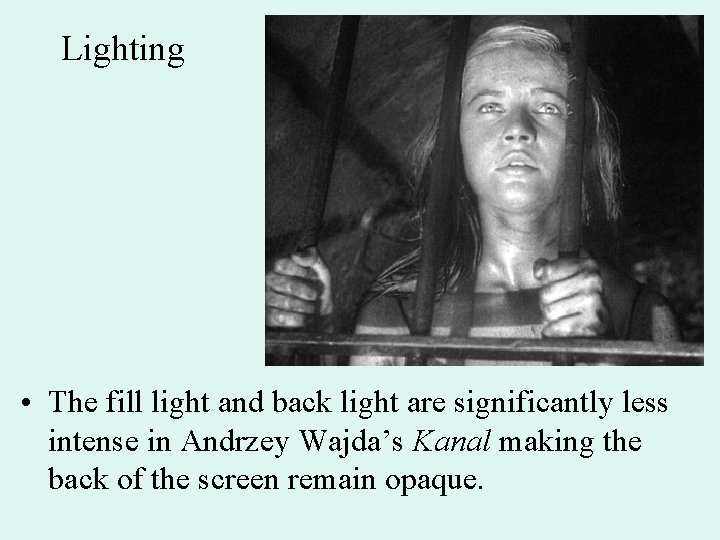 Lighting • The fill light and back light are significantly less intense in Andrzey