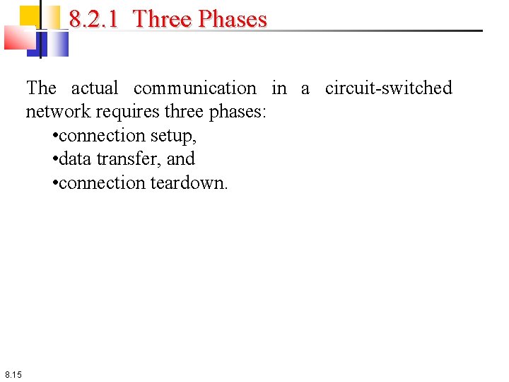 8. 2. 1 Three Phases The actual communication in a circuit-switched network requires three