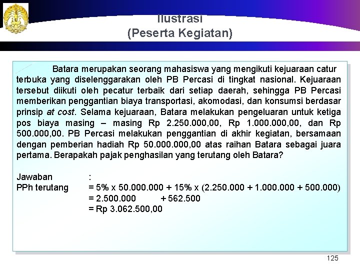 Ilustrasi (Peserta Kegiatan) Batara merupakan seorang mahasiswa yang mengikuti kejuaraan catur terbuka yang diselenggarakan