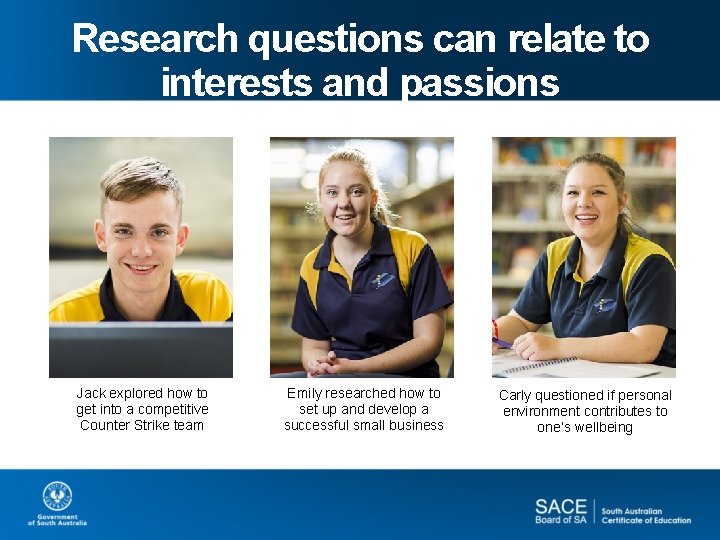 Research questions can relate to interests and passions Jack explored how to get into