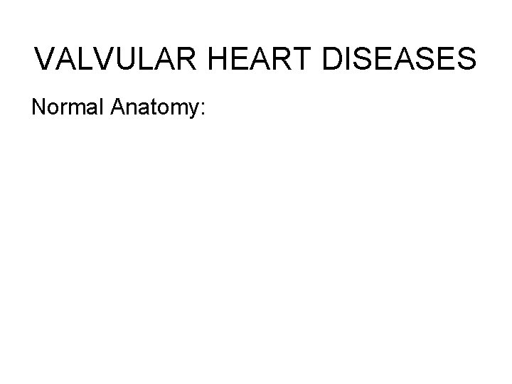VALVULAR HEART DISEASES Normal Anatomy: 