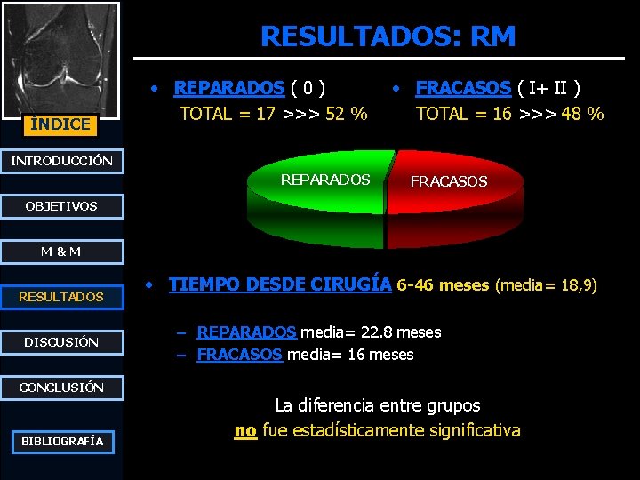 RESULTADOS: RM ÍNDICE • REPARADOS ( 0 ) TOTAL = 17 >>> 52 %