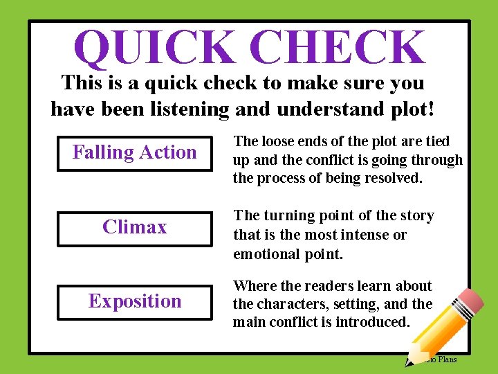 QUICK CHECK This is a quick check to make sure you have been listening