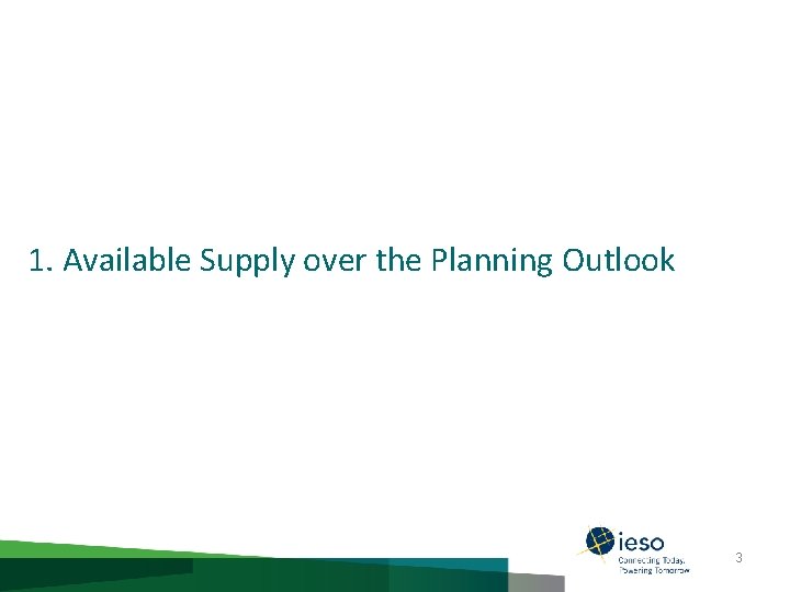 1. Available Supply over the Planning Outlook 3 