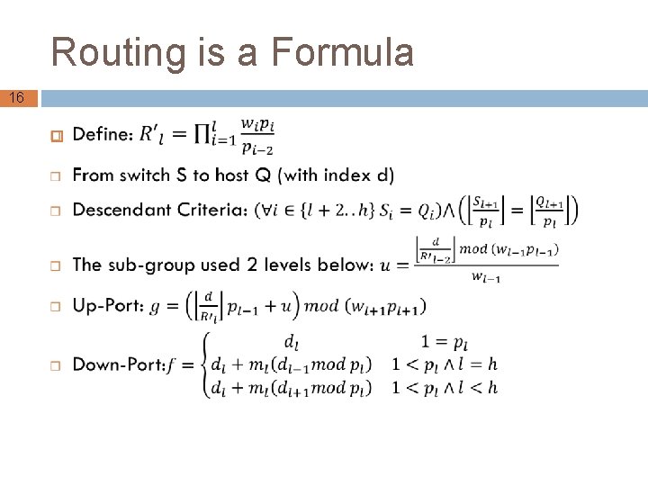 Routing is a Formula 16 