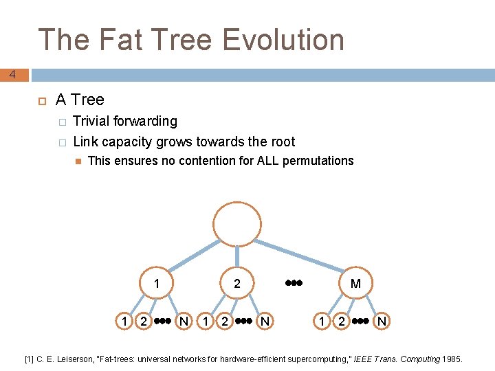The Fat Tree Evolution 4 A Tree � � Trivial forwarding Link capacity grows