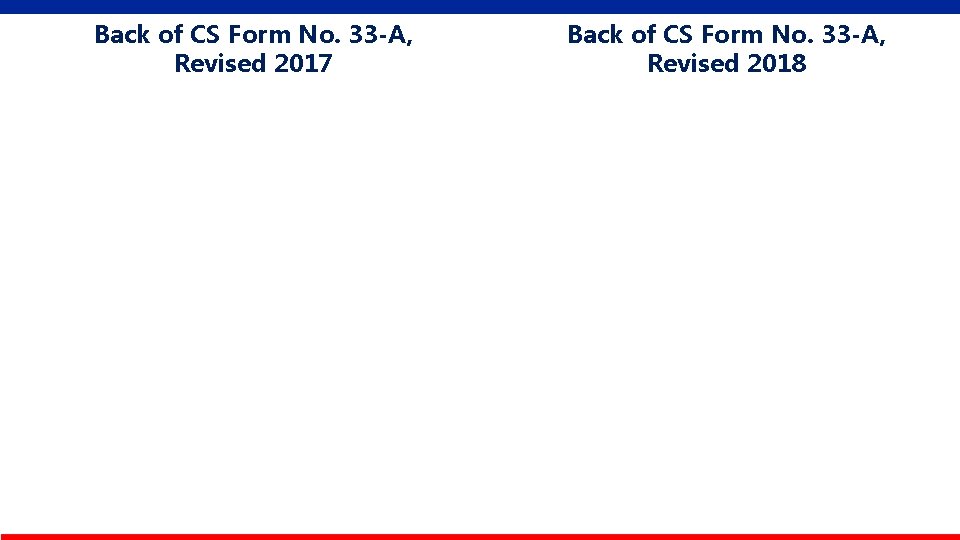 Back of CS Form No. 33 -A, Revised 2017 Back of CS Form No.