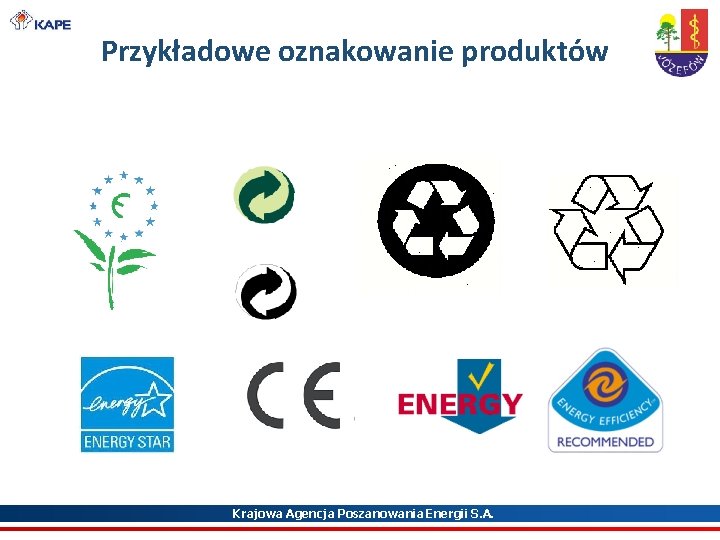 Przykładowe oznakowanie produktów Krajowa Agencja Poszanowania Energii S. A. Przykładowe oznakowanie produktów Krajowa Agencja Poszanowania Energii S. A.