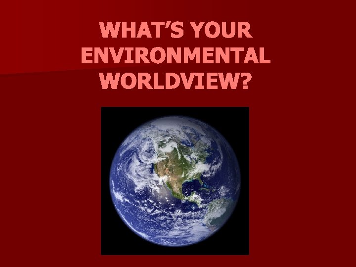 WHAT’S YOUR ENVIRONMENTAL WORLDVIEW? 