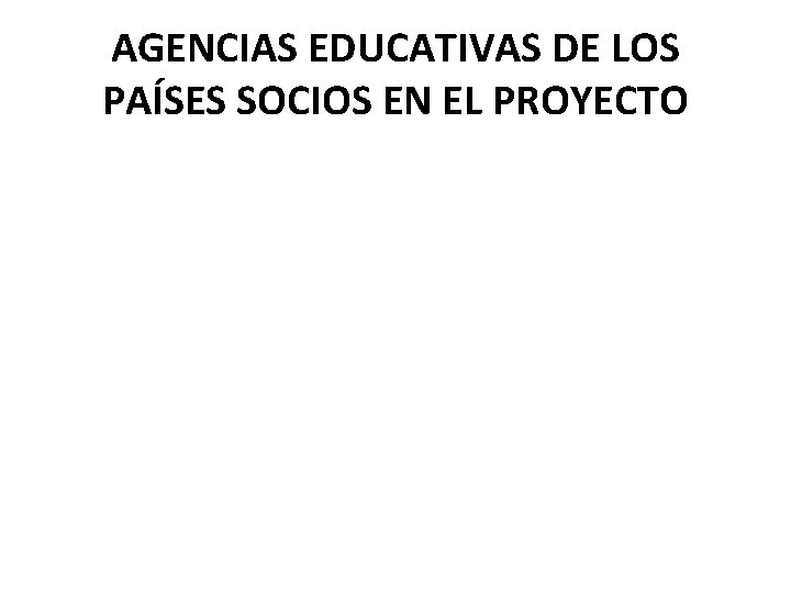 AGENCIAS EDUCATIVAS DE LOS PAÍSES SOCIOS EN EL PROYECTO 