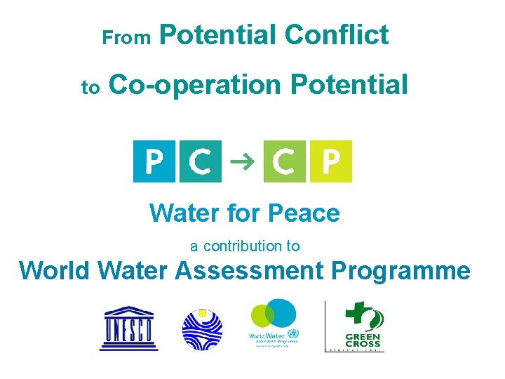 From to Potential Conflict Co-operation Potential Water for Peace a contribution to World Water