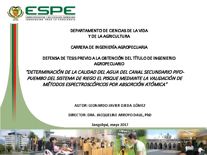 DEPARTAMENTO DE CIENCIAS DE LA VIDA Y DE LA AGRICULTURA CARRERA DE INGENIERÍA AGROPECUARIA