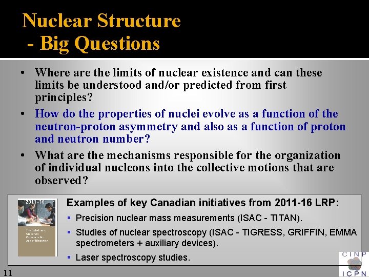 Nuclear Structure - Big Questions • Where are the limits of nuclear existence and