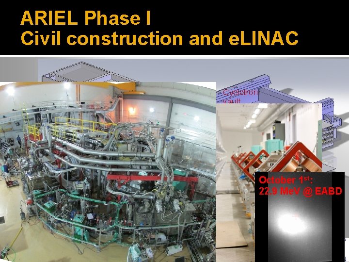 ARIEL Phase I Civil construction and e. LINAC RIB front end Cyclotron vault Target