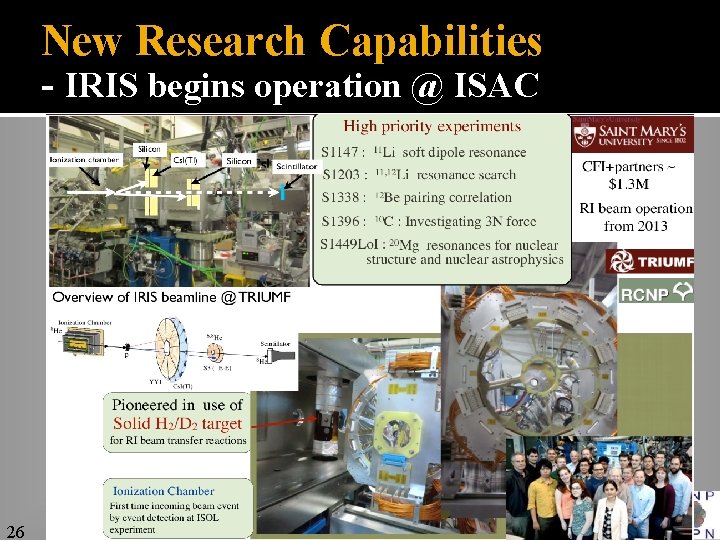 New Research Capabilities - IRIS begins operation @ ISAC 26 