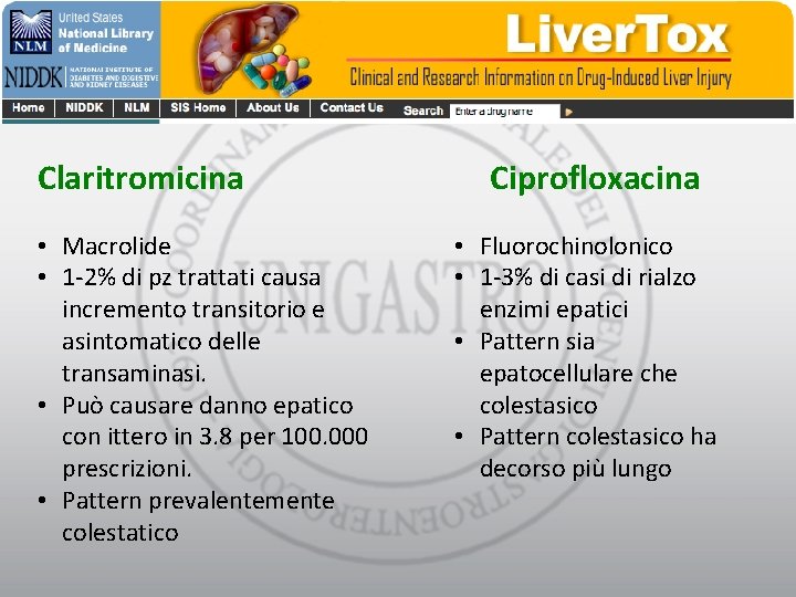 Claritromicina • Macrolide • 1 -2% di pz trattati causa incremento transitorio e asintomatico